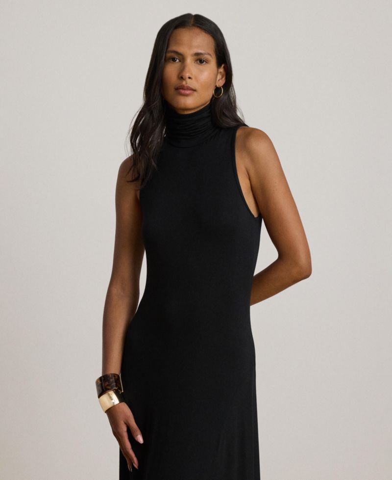 Women's Sleeveless Turtleneck Maxi Dress