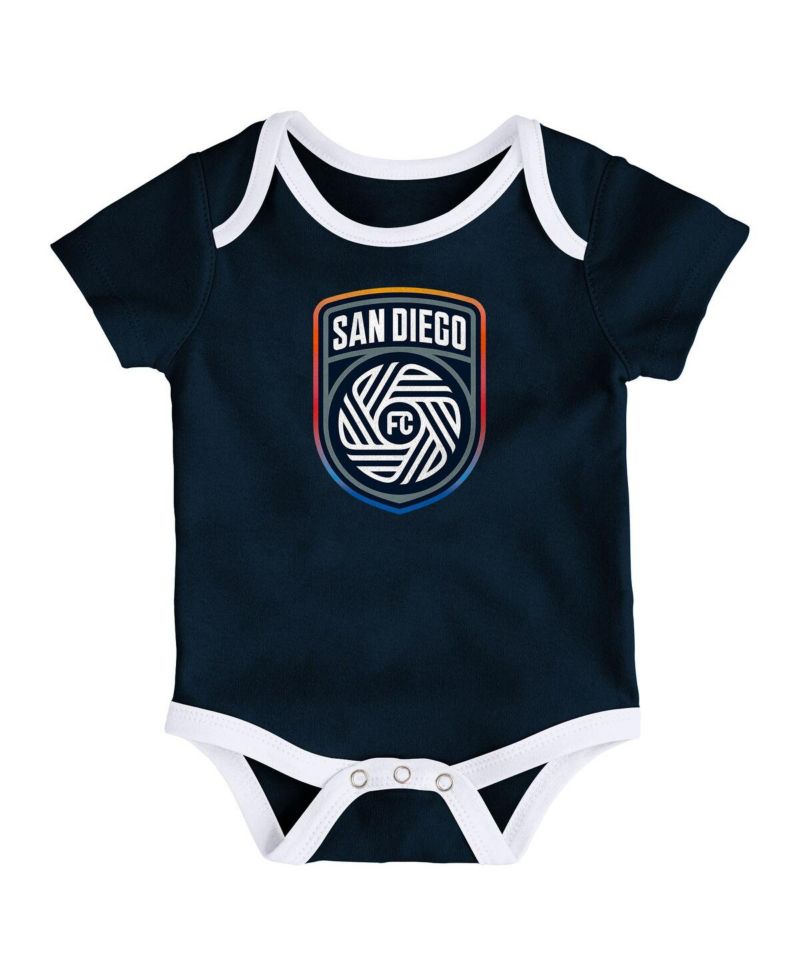 Newborn 3-Pack Navy/Heather Gray San Diego FC Loyal Buddies Bodysuit Set