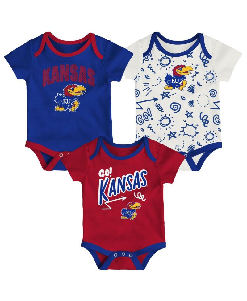 Baby Boys and Girls 3-Pack Kansas Jayhawks All Day Play Bodysuit Set