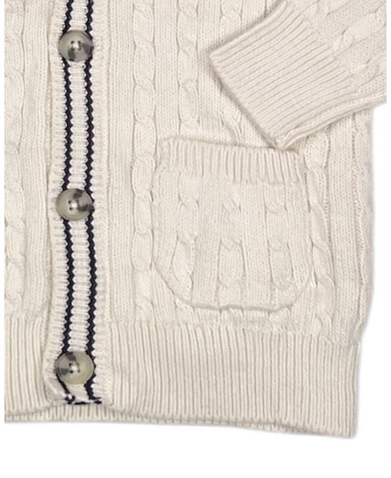 Little and Big Boys' S- XL Organic Cable Cardigan Sweater with Tipping