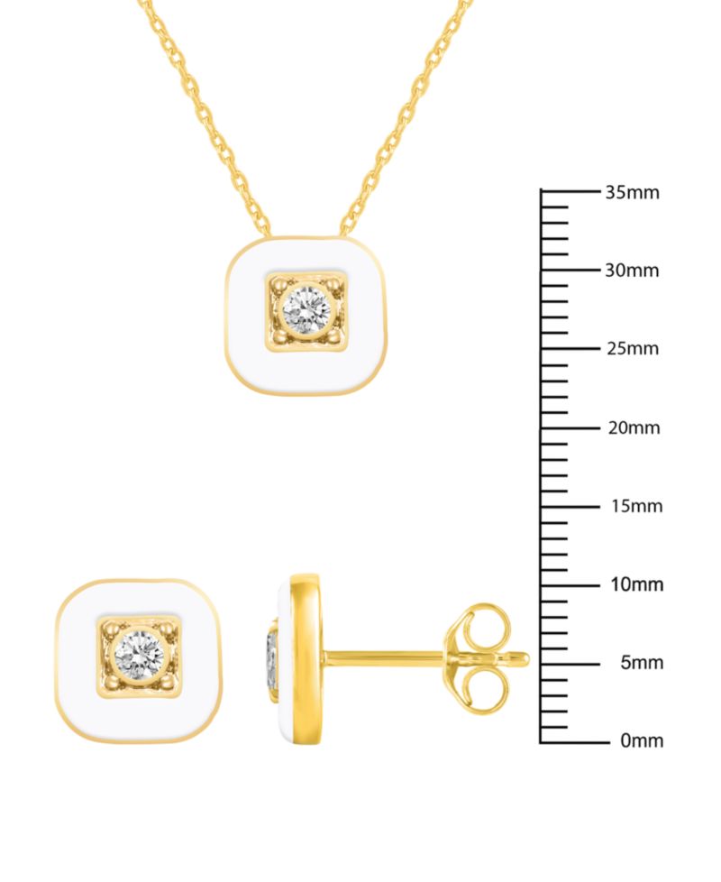 Crystal Enamel Necklace and Earring Set, 2-Piece