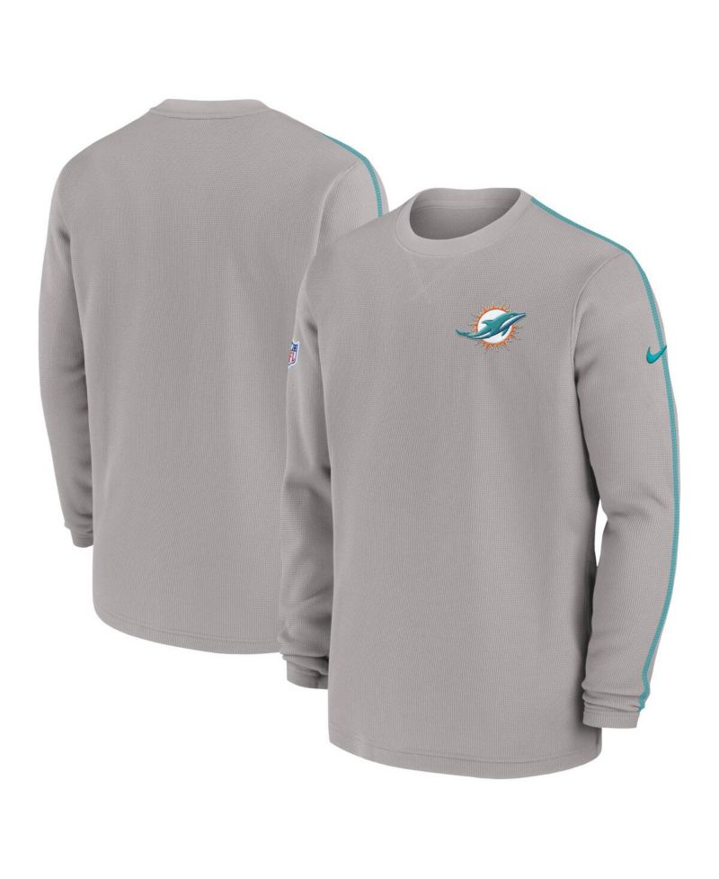 Men's Gray Miami Dolphins 2024 Sideline Coaches Long Sleeve Top