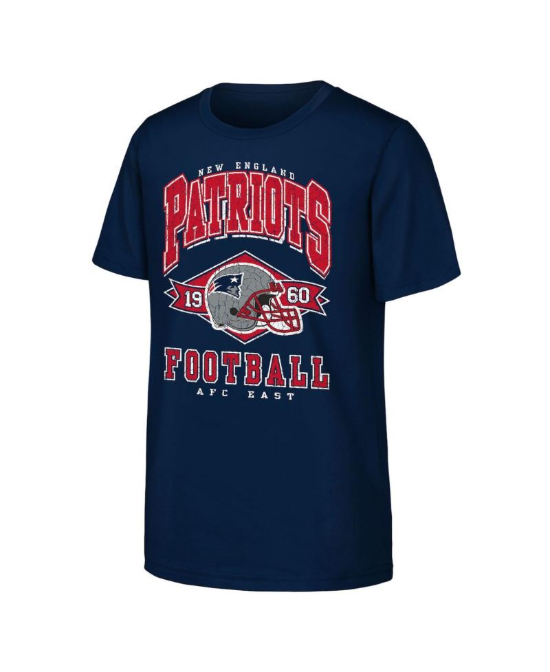 Big Boys and Girls Navy New England Patriots Kick Off T-Shirt