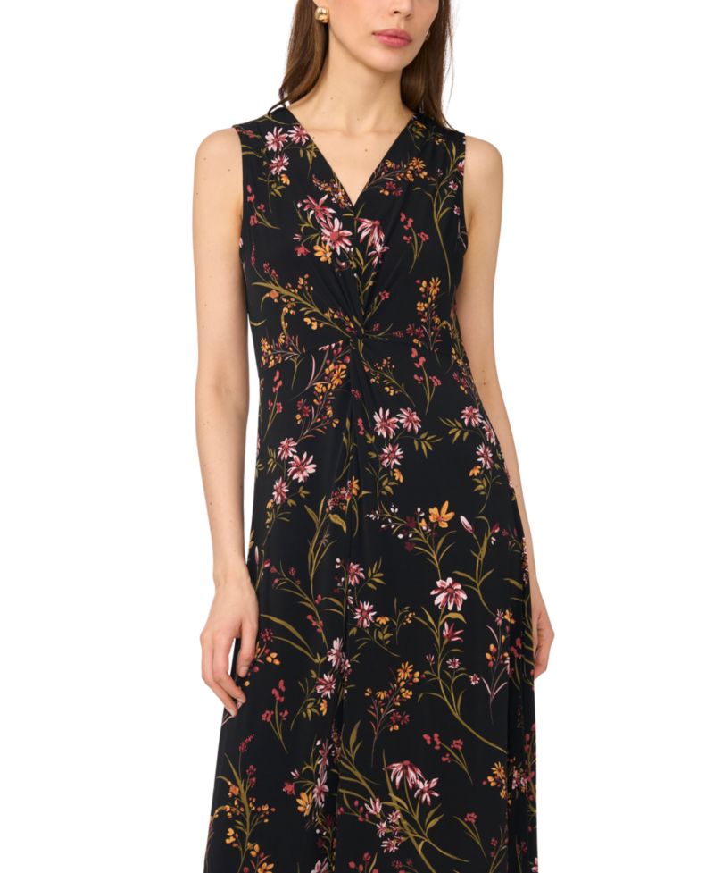 Women's V-Neck Twist Front Maxi Dress