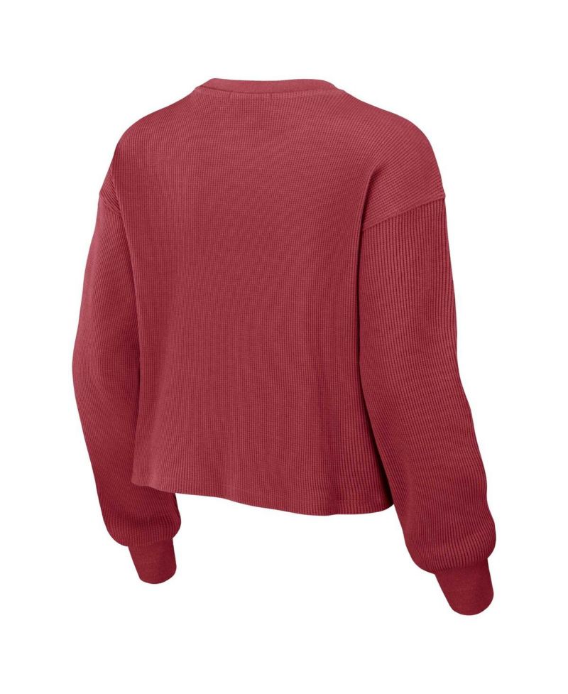 Women's Cardinal Arizona Cardinals Waffle Knit Long Sleeve T-Shirt & Shorts Lounge Set