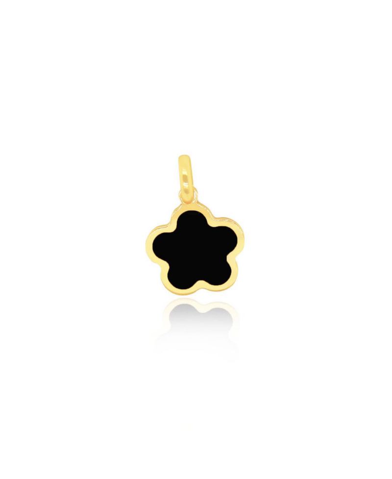 Onyx Flower Charm 14K Gold