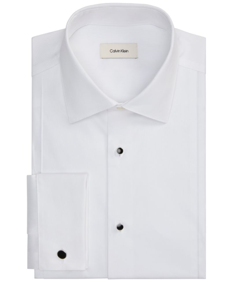 Men's CK Occasion Spread Collar French Cuff Stretch Dress Shirt