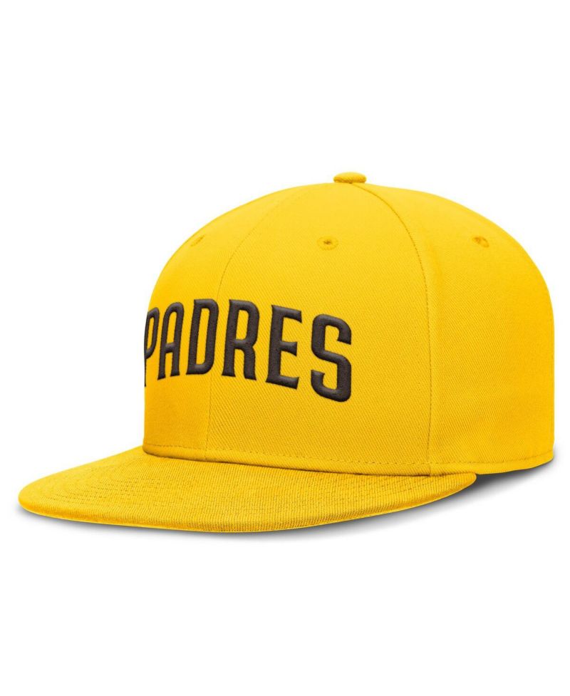 Men's Gold San Diego Padres Wordmark Dri-FIT Round Bill True Fitted Hat