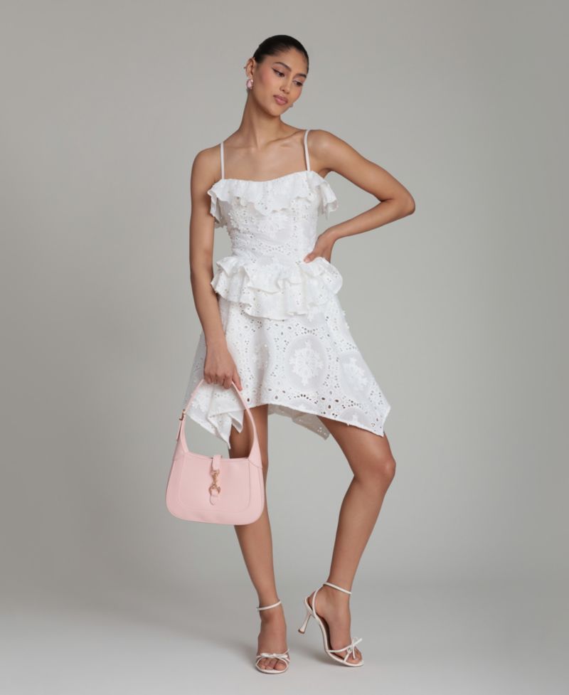 Women's Sweetheart Straps Ruffle Handkerchief Hem Mini Dress