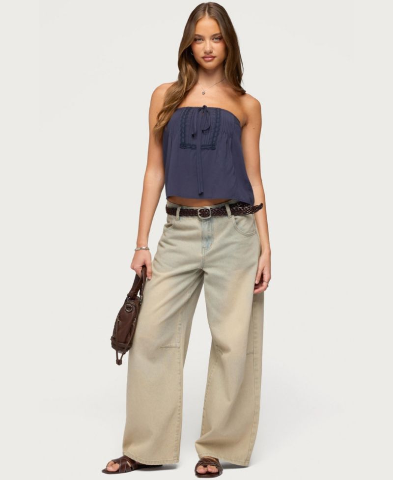 Women's Joycee Tie Front Strapless Top