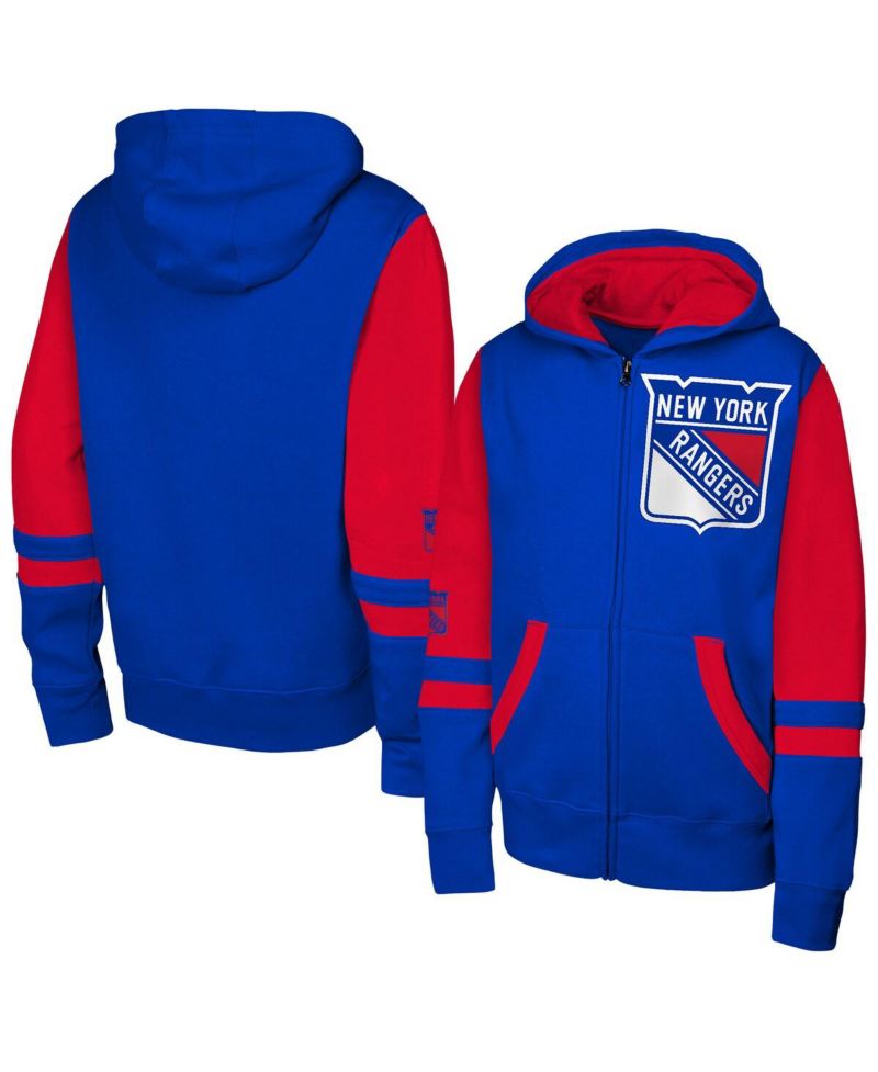Big Boys and Girls Blue New York Rangers Face Off Full-Zip Hoodie