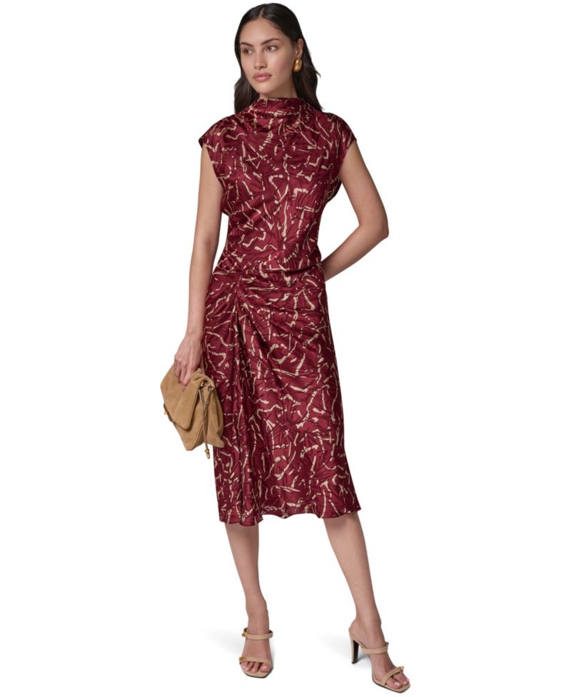 Women's Cowl Neck Burnout Midi Dress