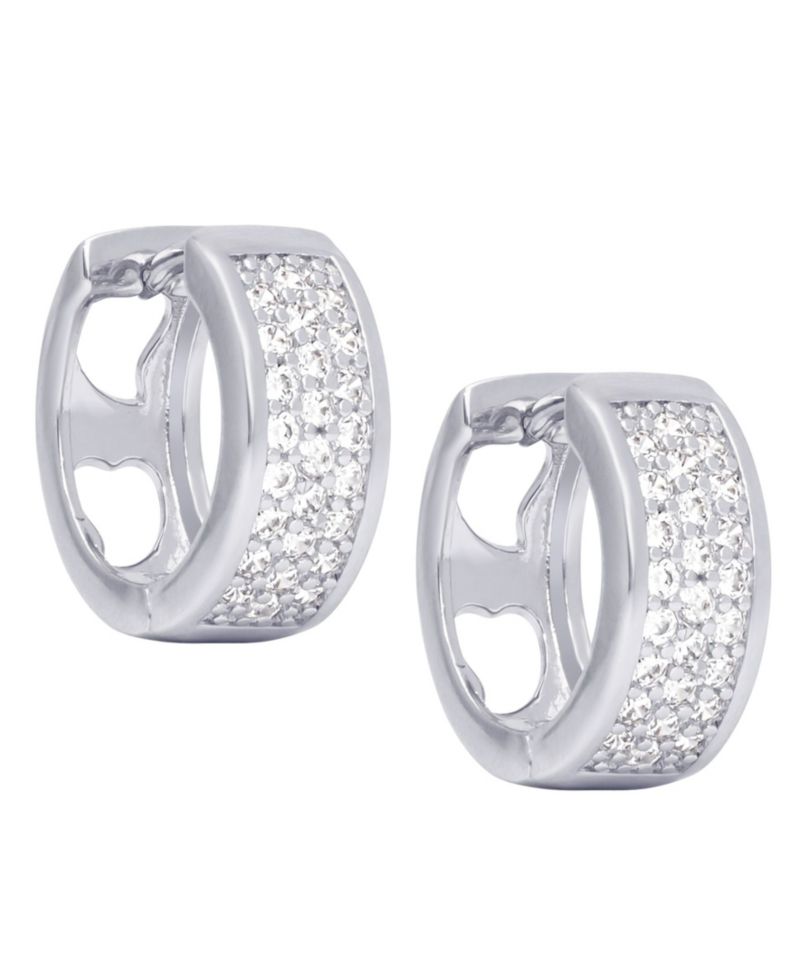 Cubic Zirconia Pave Huggie Hoop Earrings