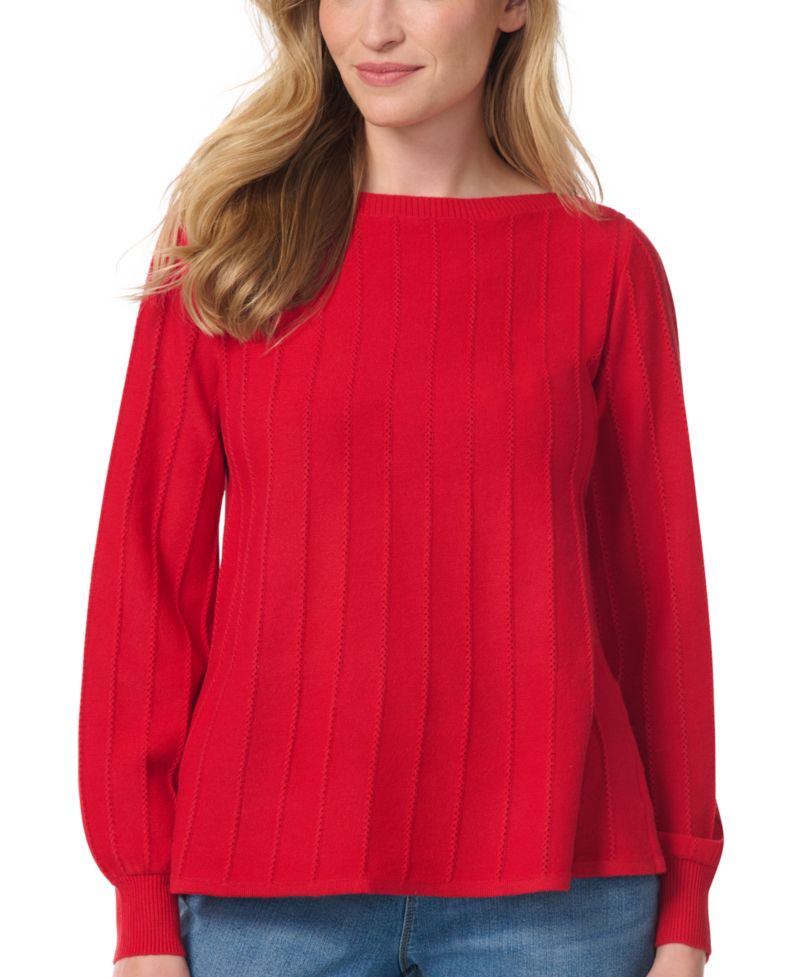 Women's Thelma Ribbed-Knit Boat Neck Loose-Fit Sweater