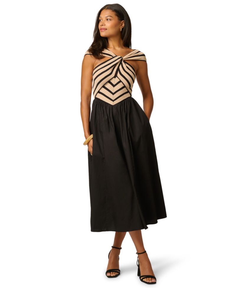 Women's Halter-Neck Stretch Midi Dress