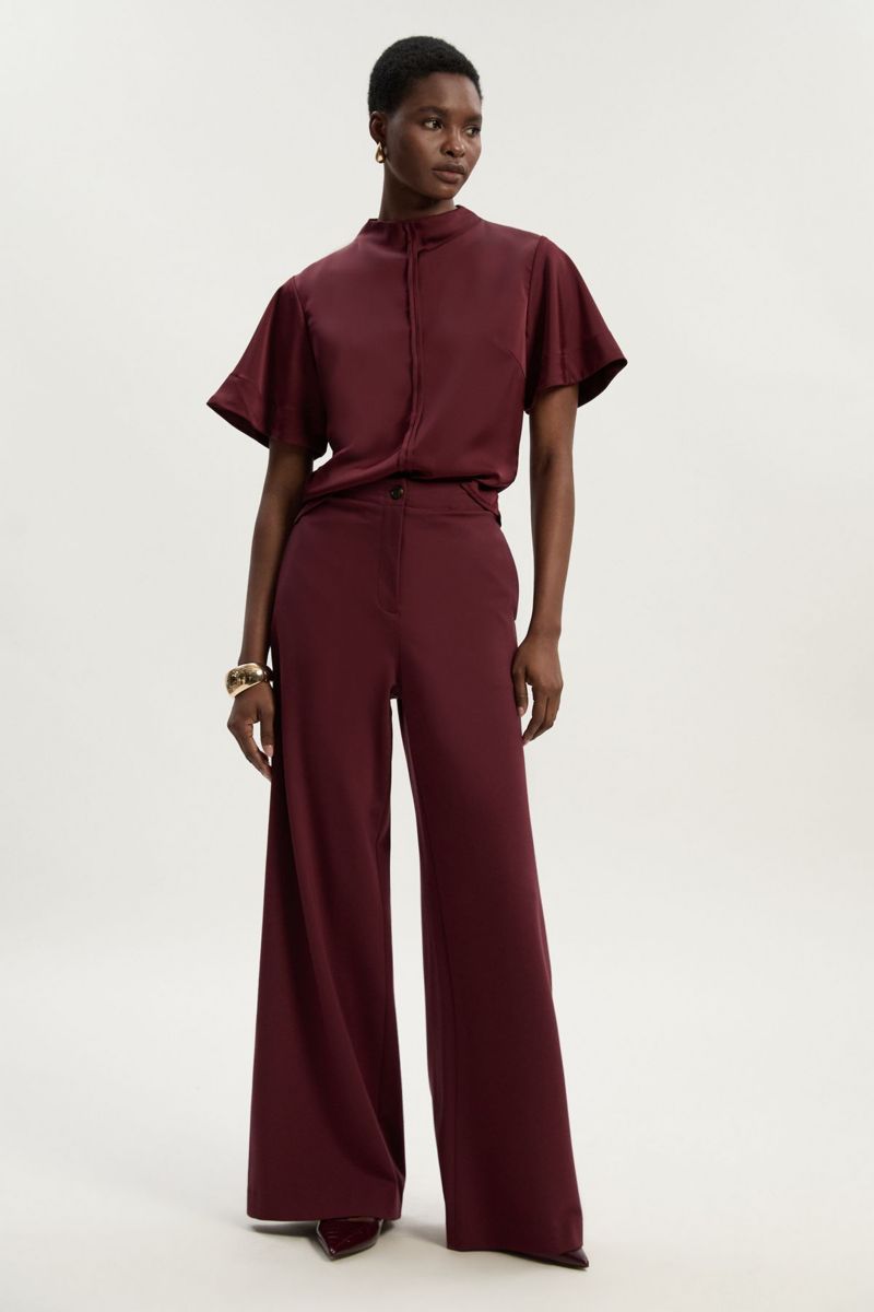 Women's Ponte PU Wide Leg Pants.