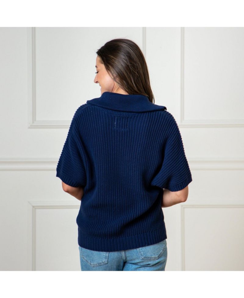 Women's Hope and Henry Organic Short Sleeve Spread Collar Sweater