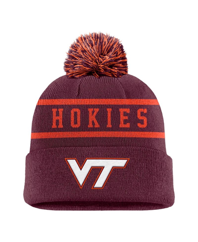 Men's Maroon Virginia Tech Hokies Peak Cuffed Knit Hat with Pom