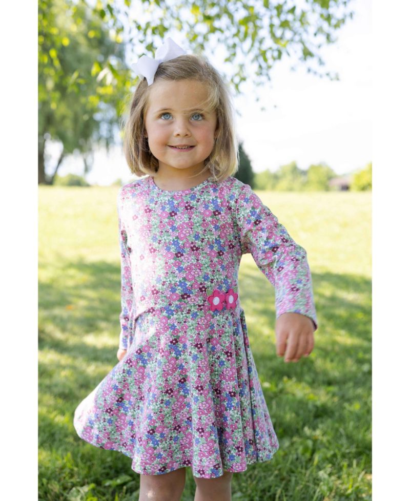 Girls (7-8) Floral Knit Dress with Flowers