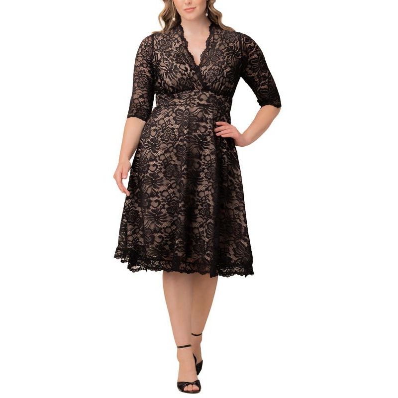 Women's Plus Size Mademoiselle Lace Cocktail Dress with Sleeves