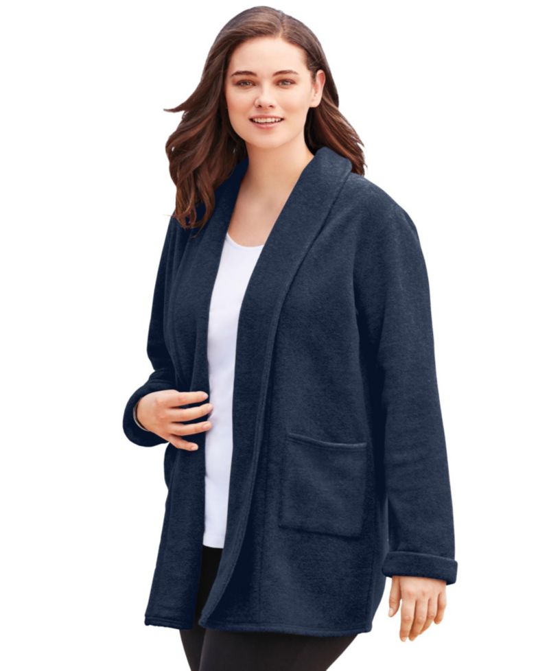 Plus Size Microfleece Cardigan