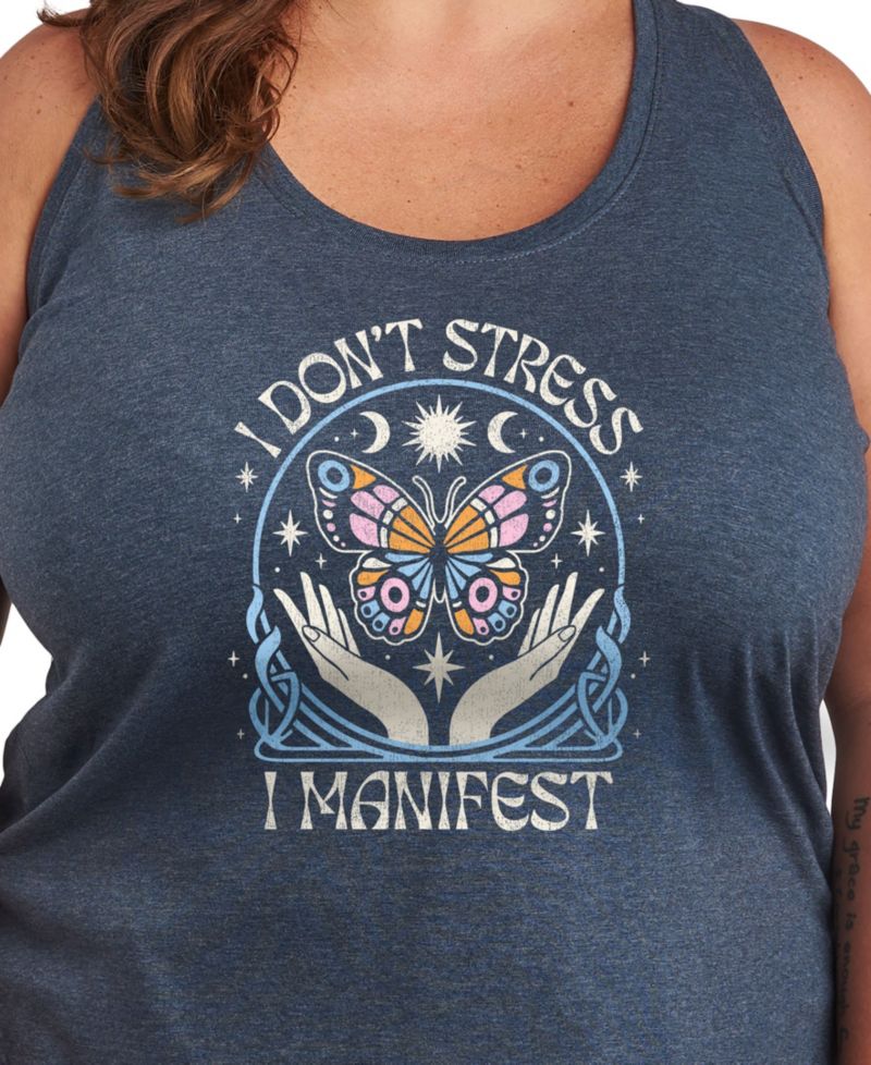 Plus Size Don't Stress Manifest Graphic Tank Top