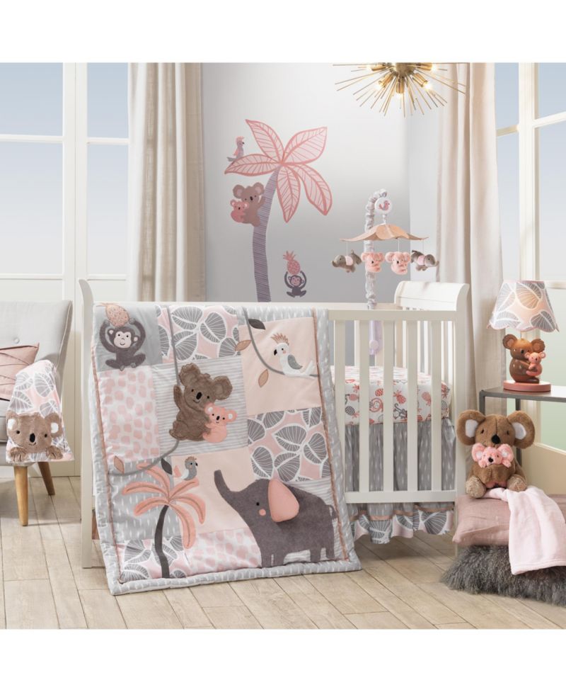Lambs and Ivy Calypso Pink/Taupe Leaf Print Baby Changing Pad Cover