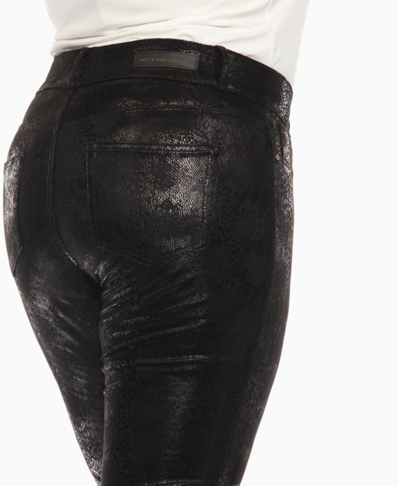 Plus Size Faux Suede Snake Print Pants