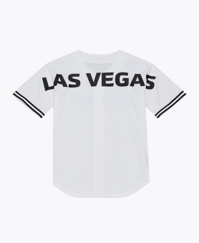Men's White Las Vegas Raiders Monochrome Mesh Full-Button Baseball Jersey