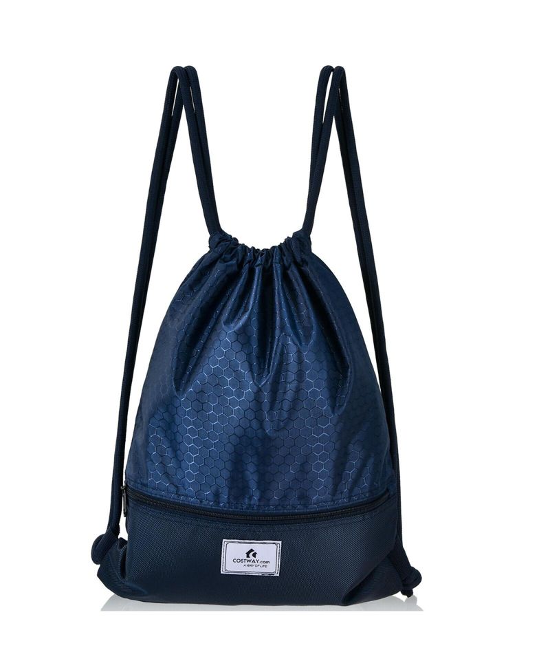 Drawstring Backpack String Bag with Zipper Pocket Foldable Design
