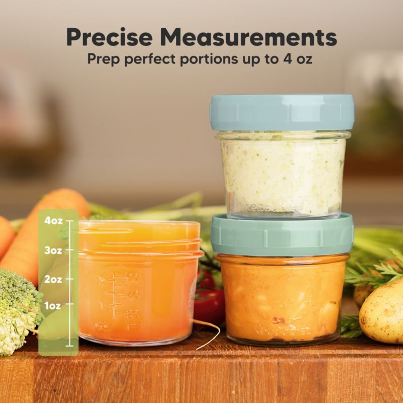 6pk Prep Baby Food Storage Containers, 4 oz Leak-Proof, BPA Free Glass Baby Food Jars for Feeding