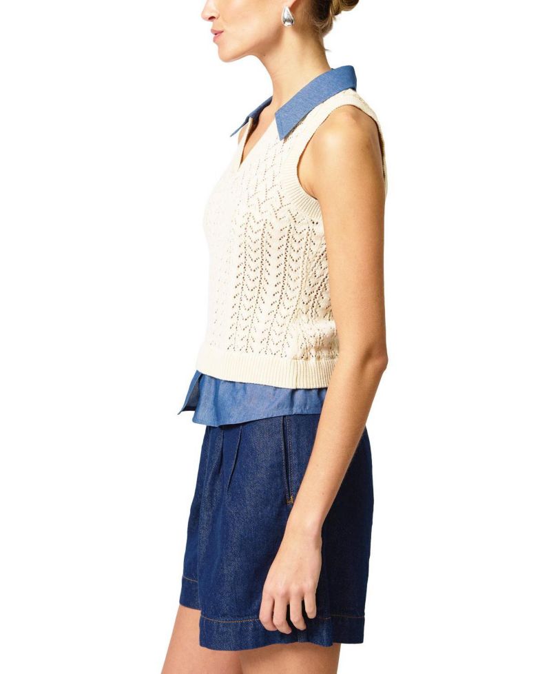 Women's Hazel Pointelle Stitch Halter Twofer