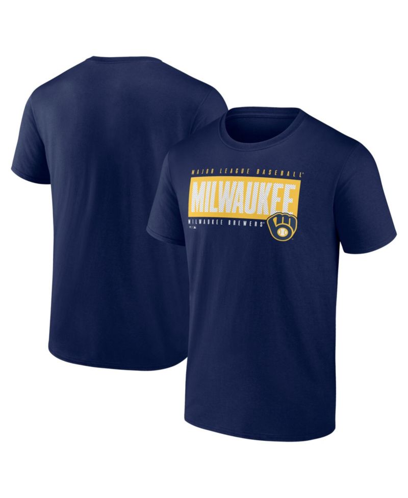 Men's Navy Milwaukee Brewers Blocked Out T-Shirt