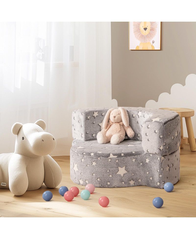 Convertible Toddler Sofa Chair with Glow-in-the-Dark Design – 2-in-1 Kids Seat with Removable Cover