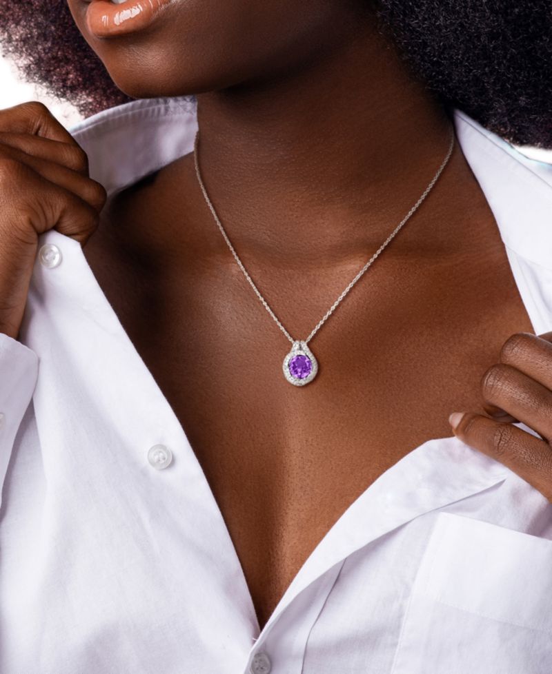 Blue Topaz (3 ct. t.w.) & White Topaz (5/8 ct. t.w.) Pendant Necklace in Sterling Silver (Also Available in Citrine & Amethyst)
