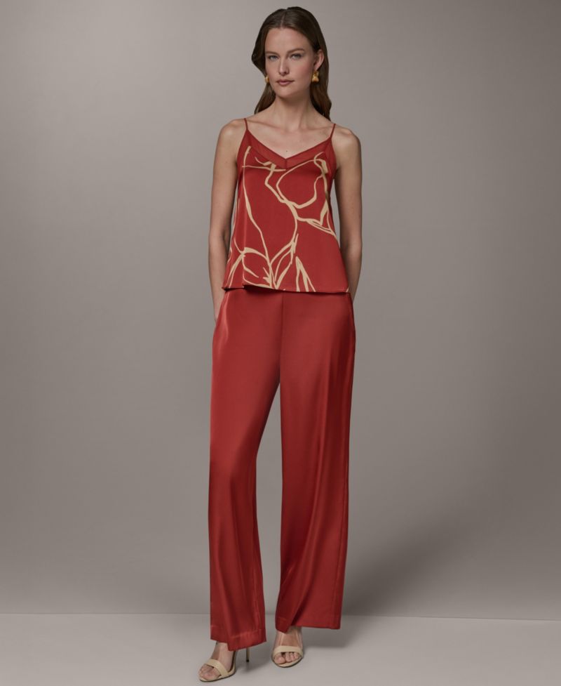 Women's Printed V-Neck Lace Trim Camisole