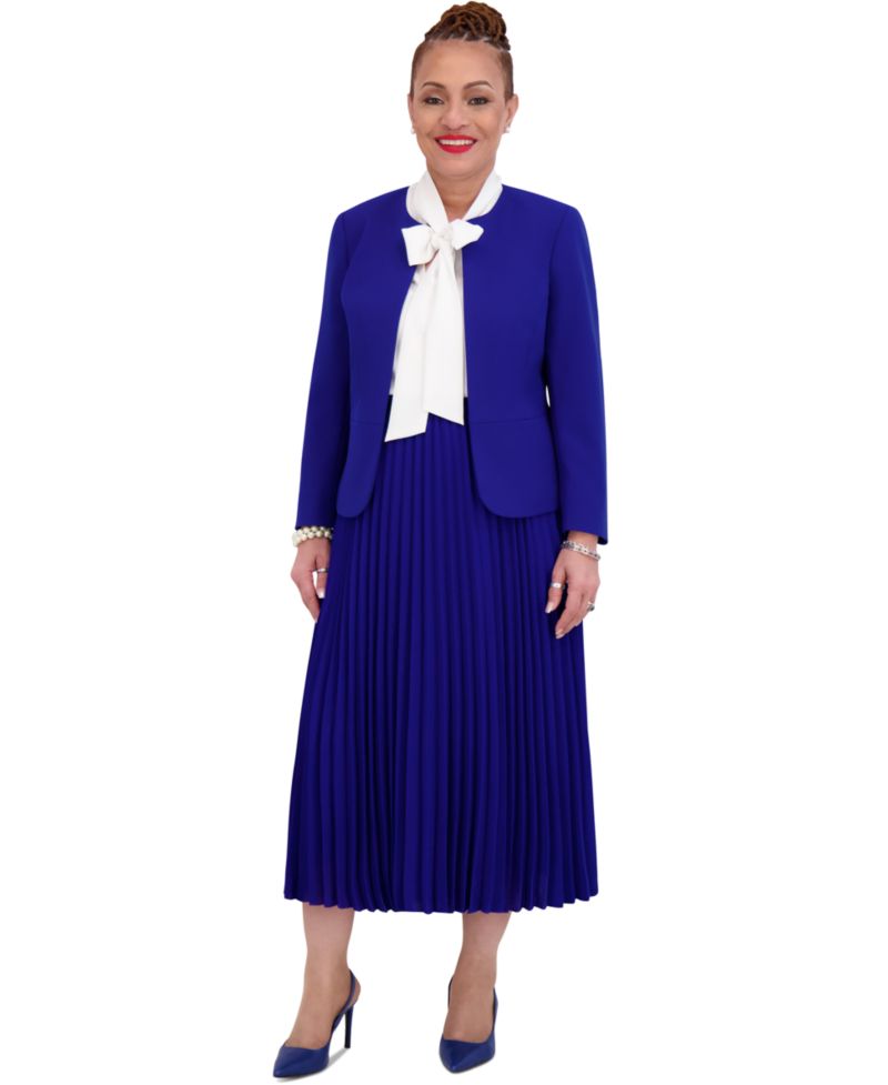 Plus Size Pleated Elastic Waist Skimmer Midi Skirt