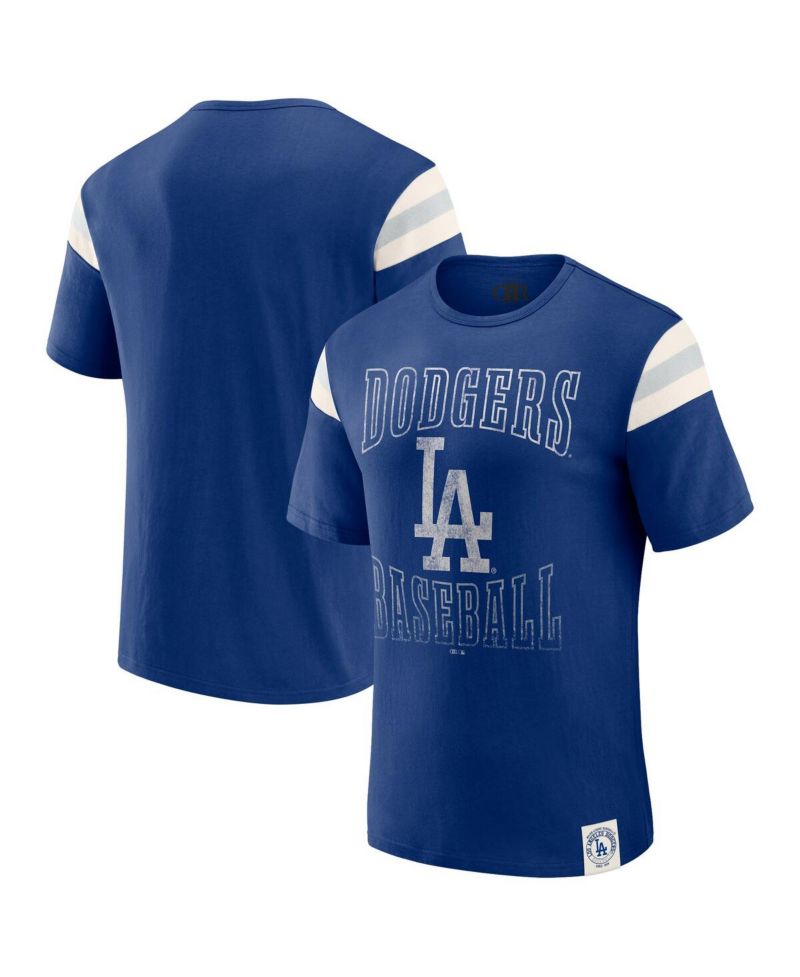 Darius Rucker Collection by Men's Royal Los Angeles Dodgers Distressed Sleeve Stripe T-Shirt