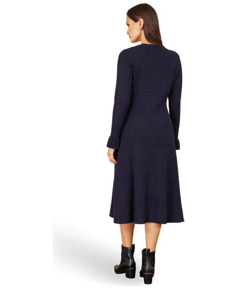 Women's Pointelle-Knit A-Line Midi Dress