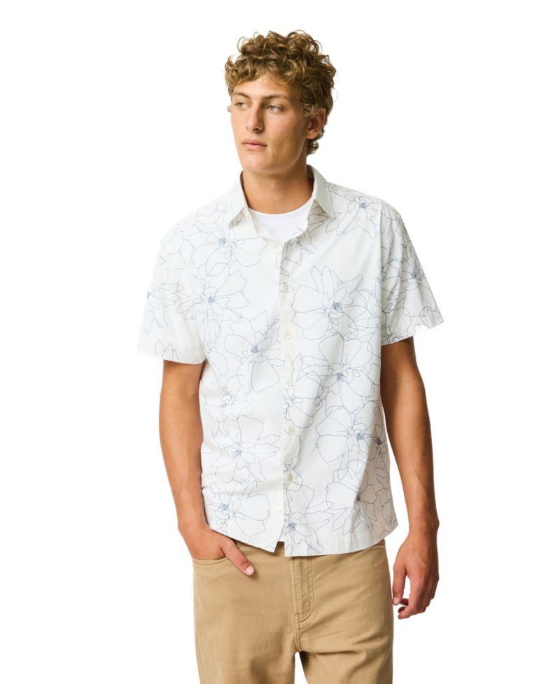 Men's Regular Fit Bird Rock Short Sleeve Cotton Shirt