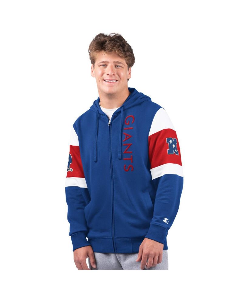 Men's Royal New York Giants Extreme Logo Full-Zip Hoodie