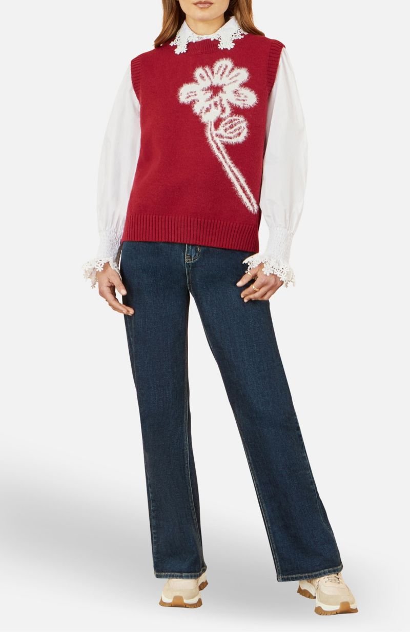 Women's Knitted Flower Sleeveless Sweater Vest