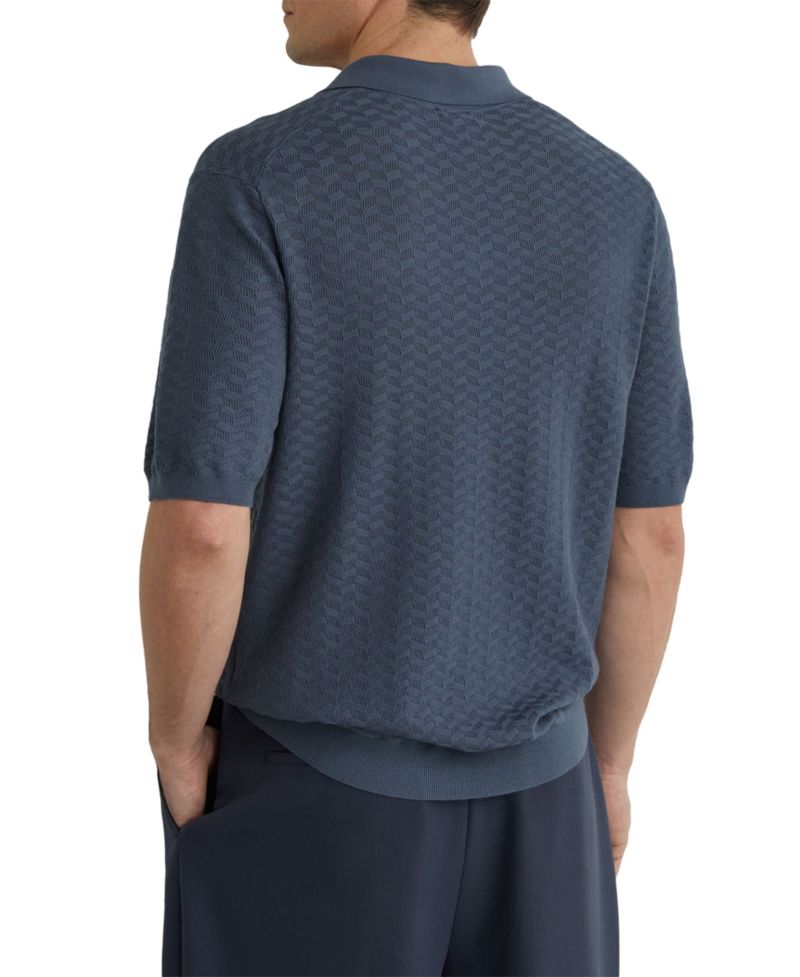 Men's Sol Open Collar Textured Polo Shirt