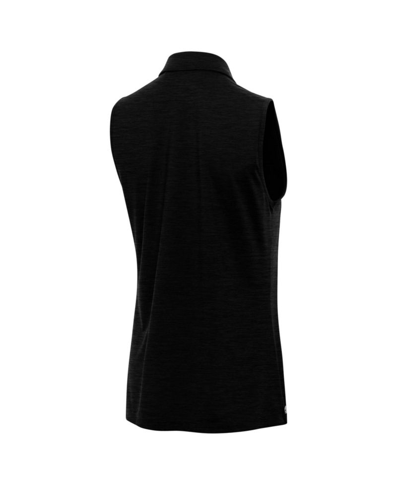 Women's Heather Black Kansas City Chiefs Layout Sleeveless V-Neck Polo Shirt