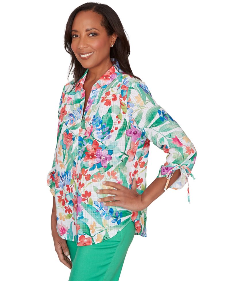 Petite Tropical Print Woven Top