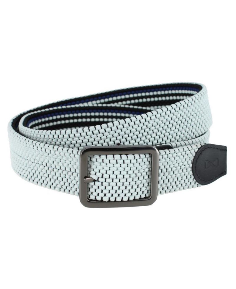 Men's Alejandro Black Stripes and White Reversible Braided 35MM Golf Belt
