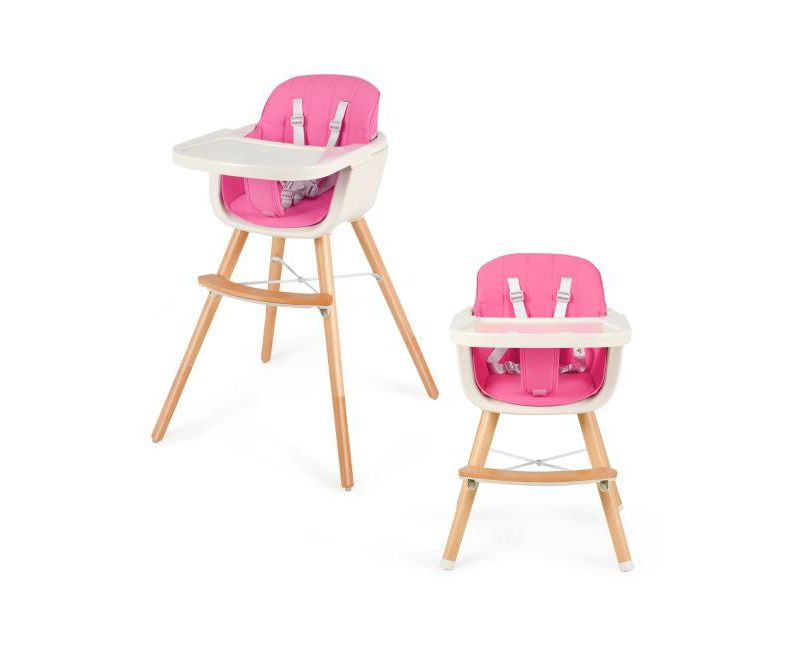 Girls Wooden 3 in 1 Convertible High chair with Cushion