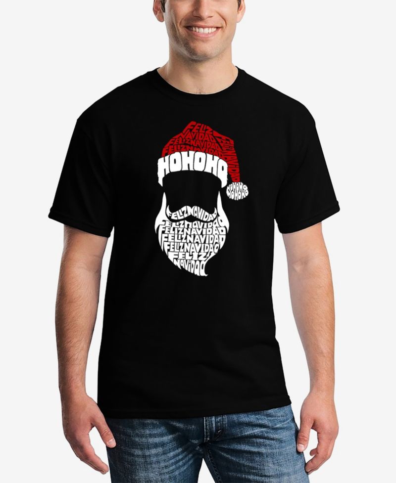 Men's Feliz Navidad Santa Claus Word Art T-Shirt