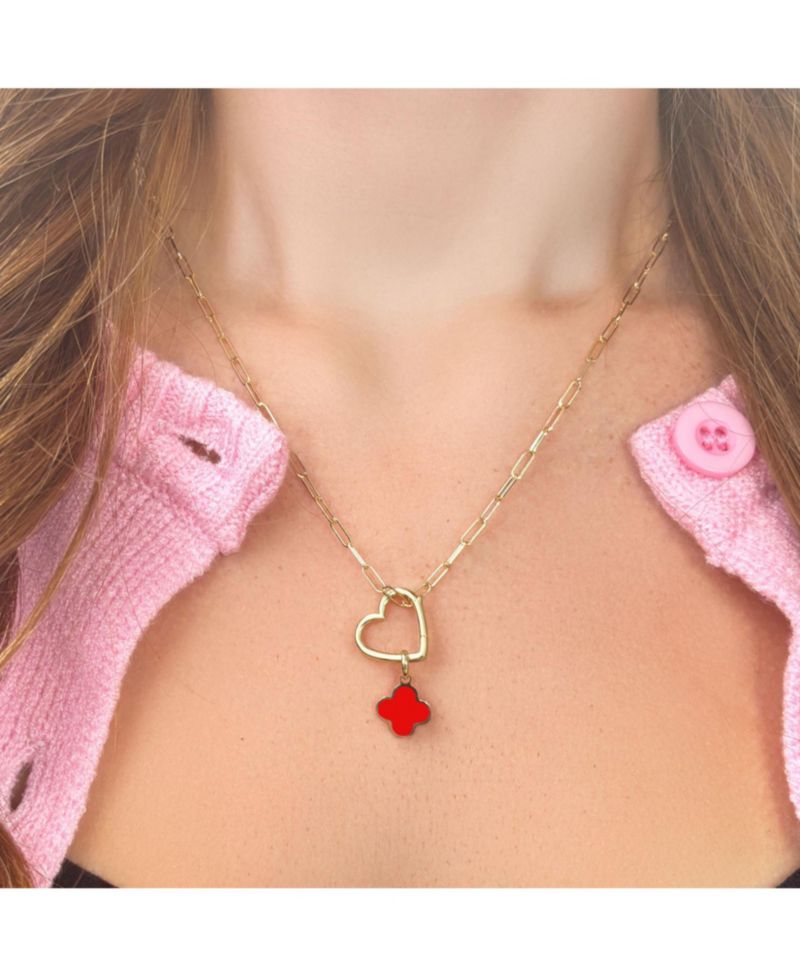 Coral Clover Charm - 10 millimeters