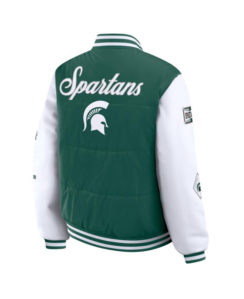 Women's Green Michigan State Spartans Varsity Full-Snap Puffer Jacket